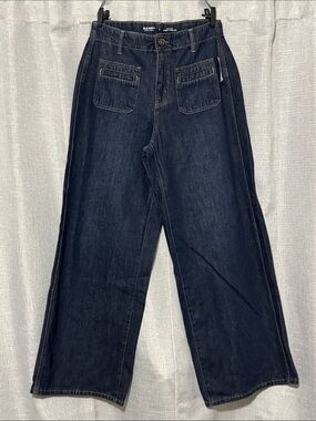 NWT Old Navy High Rise Baggy Wide Leg-Sz 6-100% Cotton Drapey Denim-Dark Wash